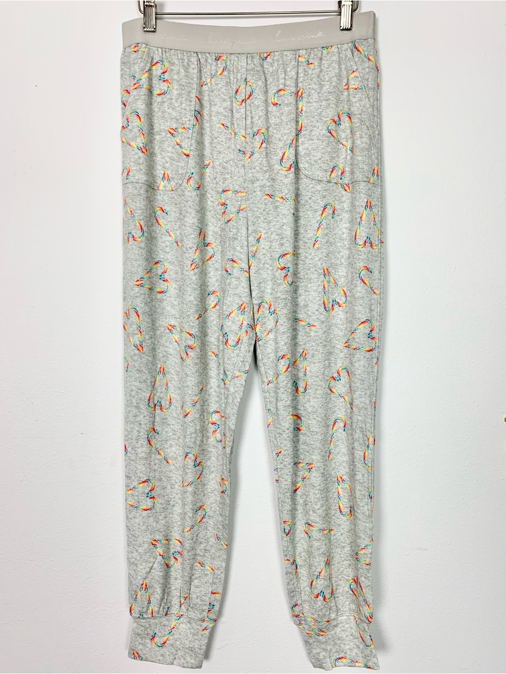 NWT Large Candy Cane Rainbow Victoria’s Secret PINK Cozy Sleep Bottoms Joggers